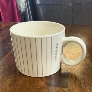 Starbucks Teavana Striped Coffee Tea Mug Cup Porcelain White 12 oz